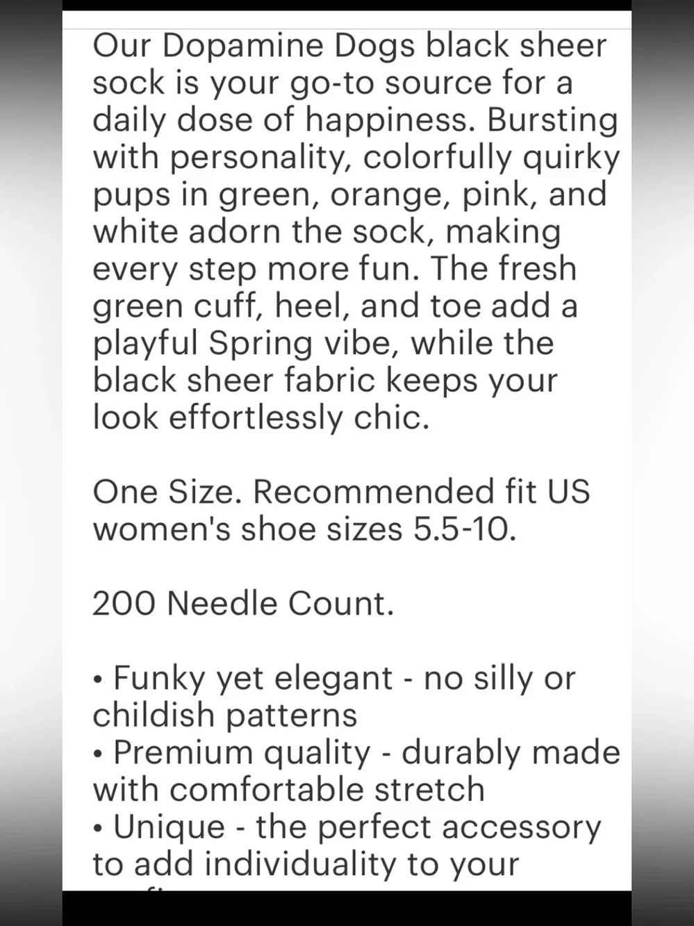 Sock Candy Dopamine Dogs Black Sheer Crew Sock. Price firm.